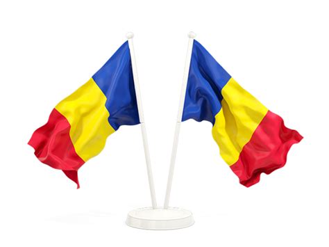Two Waving Flags Illustration Of Flag Of Romania