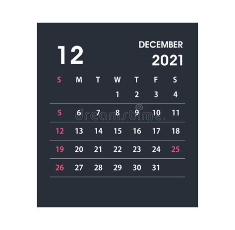 December 2021 Calendar Leaf Vector Illustration Stock Illustration