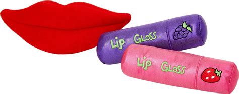 Frisco Retro Lip Gloss Plush Squeaky Dog Toy 3 Count