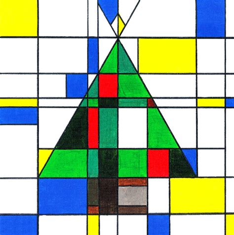 Mondrian Style Christmas Tree Painting By E Gibbons Fine Art America