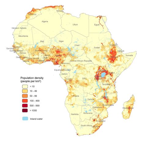 Population Density Map Of Africa Africa Africa Map Infographic Map