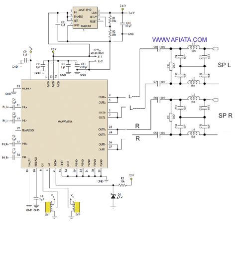 Audio Bluetooth Stereo Circuit Using Max98400a And Max16910 Schematic