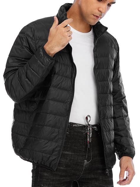 Big And Tall Mens Packable Down Jacket Casual Collared Lightweight