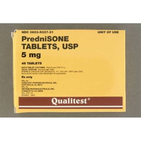 Corticosteroid Prednisone 5 Mg Tablet Dose Pack 48 Tablets Suprememed