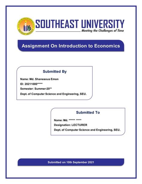 University Assignment Cover Page Pdf