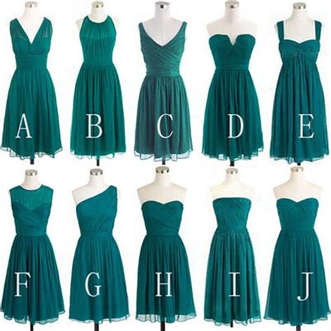 Different Styles Teal Green Mismatched Knee Length Bridesmaid Dresses