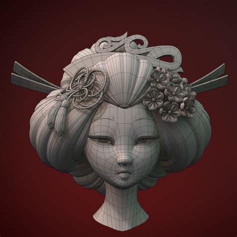 geisha head 3d max 3d model character game character design character modeling character