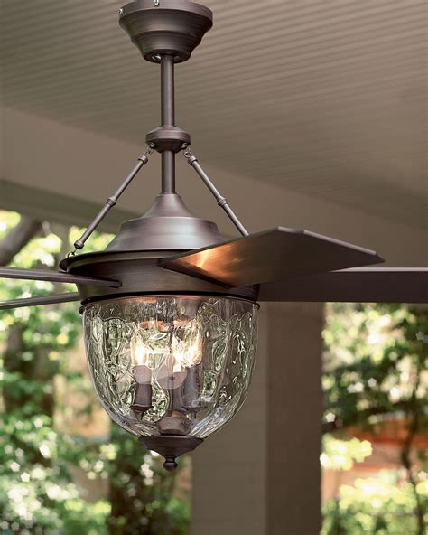 Ellingtonlitex Dark Aged Bronze Outdoor Ceiling Fan With Lantern