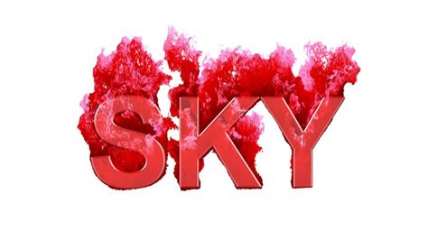 Text Sky Burns Dark Fire On A White Background Alpha Channel