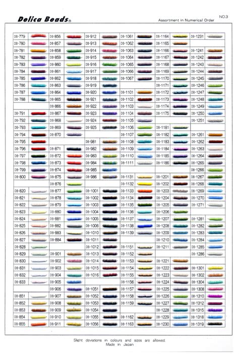 Miyuki Sample Cards N 12r Delica Beads Color Chartlimited Free