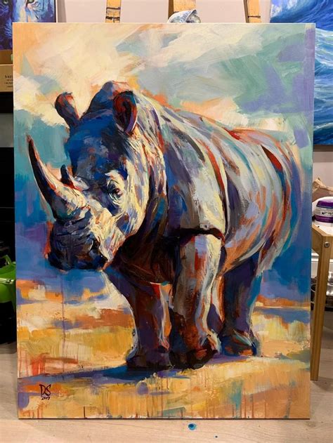 Spontaneous Realism Rhino Art Rhino Painting Rhino Artwork