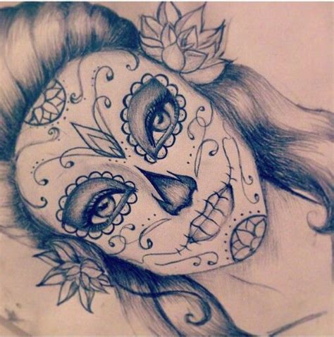 Sugar Skull Drawing Sugar Skull Girl Sugar Skull Makeup Sugar Skulls Skull Girl Tattoo