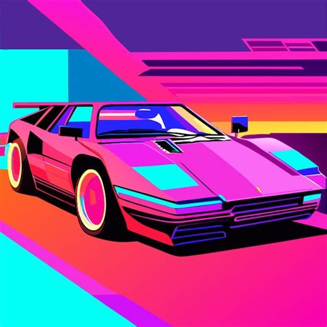 Premium Vector 80s Ferrari Lambo Car In Gaming Style With Some Kind