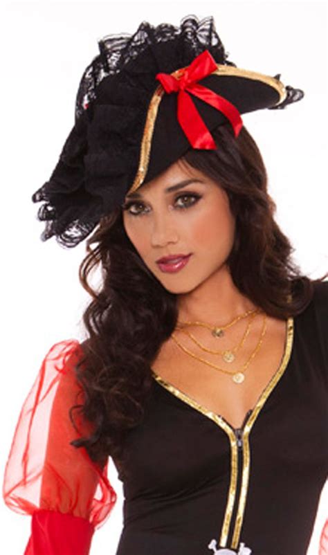 Pirate Hat With Lace Trim And Feathers Pirate Hats Lace Trim Lace