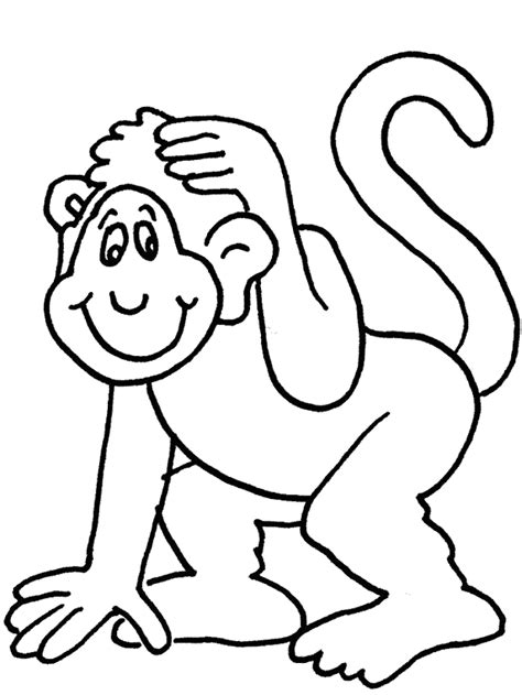 Monkey Outline And Coloring Picture