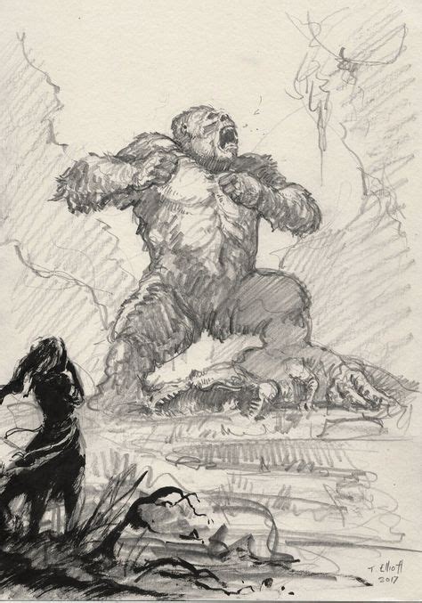 King Kong Drawing Drawing King Kong Step By Step With A B Pencil