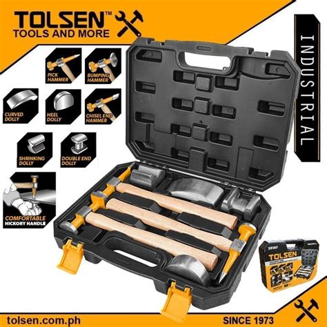 Tolsen 7pcs Heavy Duty Body And Fender Hammer Set Hickory Handle