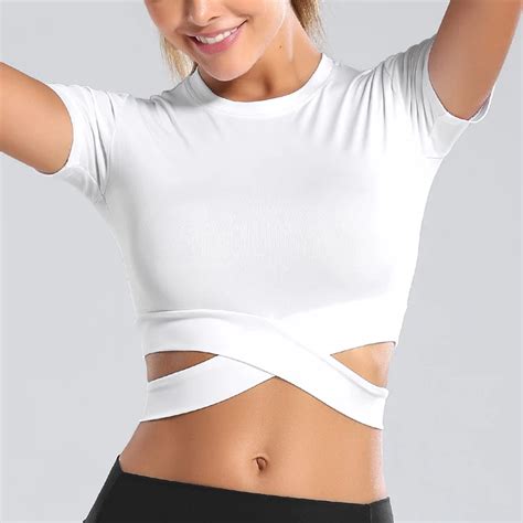 women yoga shirts breathable sportwear fitness crop top solid running shirt sport gymwear long