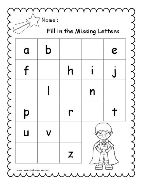 Fill In The Missing Letters Worksheet For Pre K 1st Grade Lesson Planet