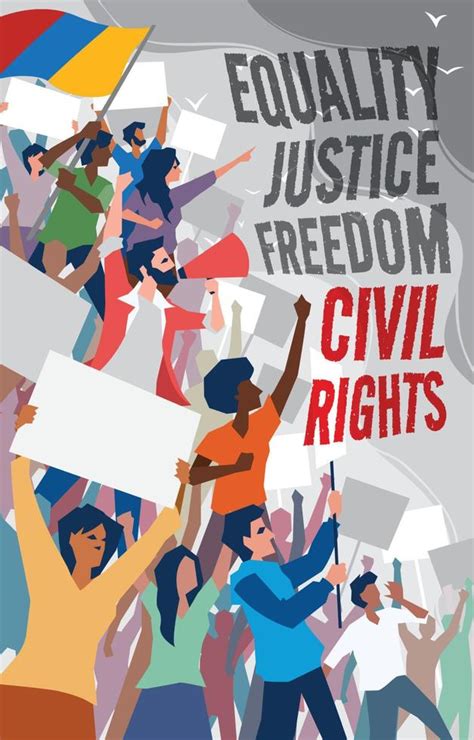 Cartel Del Concepto De Derechos Civiles Con Un Grupo De Manifestantes