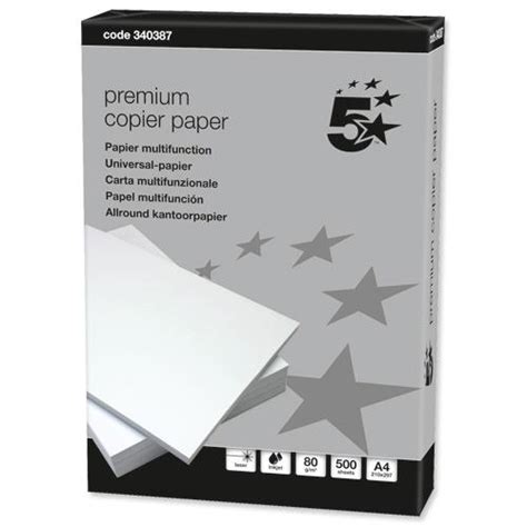 5 Star Elite Copier Paper Smooth Ream Wrapped 80gsm A4 High White 500