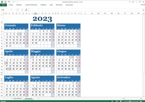 Calendario 2023 Excel Con Le Festivit 224 Italiane Da Stampare Gambaran