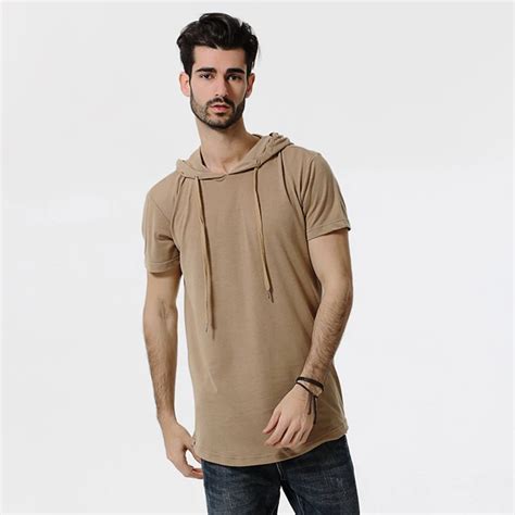 New 2017 Mens Hooded Short Sleeved T Shirt Personality Brand Cotton
