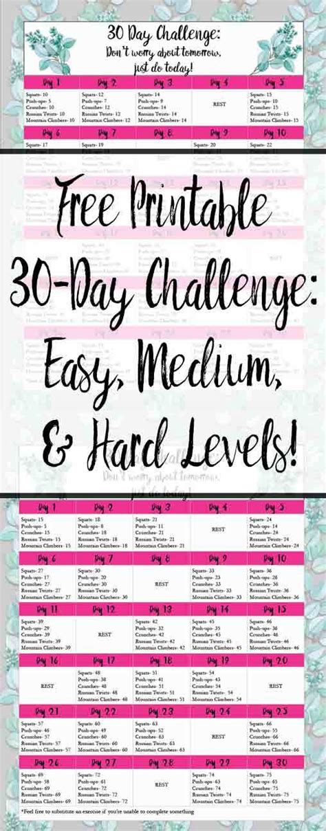 Check spelling or type a new query. Free Exercise Printable 30-Day Challenge: Easy, Medium ...
