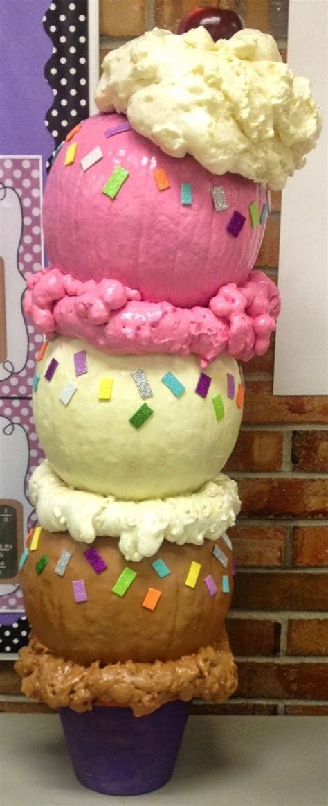 Hand painted ice cream cone summer pink cool teenage sweet and cool. Costume Crafty: How to decorate pumpkins like an ice cream ...