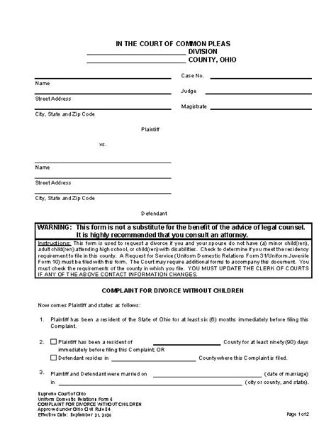 Free Online Printable Divorce Forms