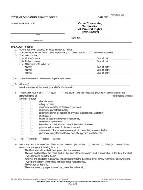 Printable Termination Of Parental Rights Form Fill Out And Sign Online
