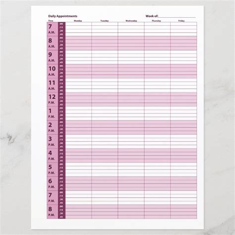 Daily Appointment Schedule Pink Zazzle Sheet Of Paper Book