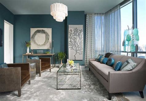 Teal And Grey Sitting Room Interior Design Ideas