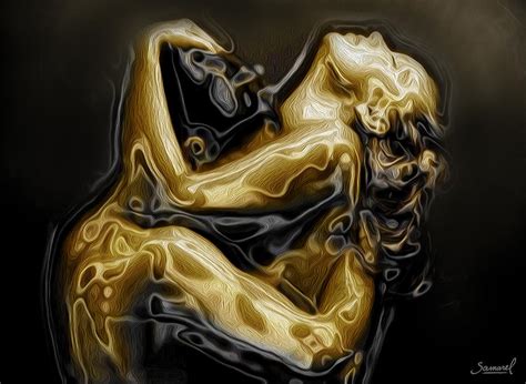 Golden Love Hug Painting By Samarel