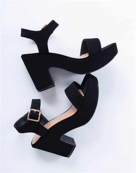 Check spelling or type a new query. Chunky Platform Heels - Black Ankle Strapped Heels ...