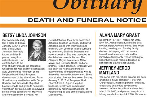 Example Of An Obituary