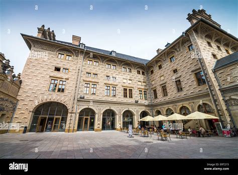 Courtyard Of Schwarzenberg Palace Prague Czech Republic Stock Photo