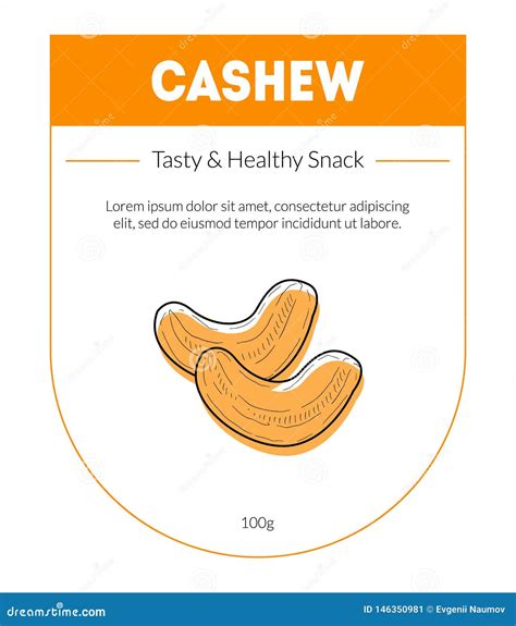 Cashew Organic Nut Packaging Design Label Tasty And Healthy Snack Card