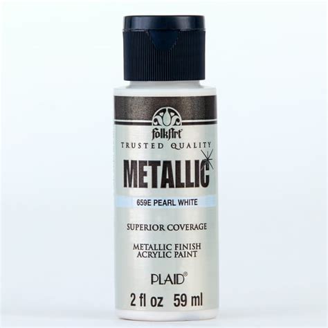 Folkart 659e Metallic Acrylic Craft Paint Metallic Finish Pearl White