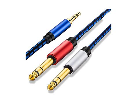 35mm 18 Trs To Dual 635mm 14 Ts Mono Stereo Ycable Splitter Cord