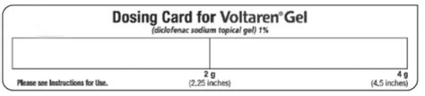 The proper amount of voltaren® gel should be measured using the dosing card supplied in the drug product carton. Voltaren (Proficient Rx LP): FDA Package Insert, Page 4