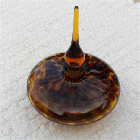 Vintage Tortoise Shell Art Glass Perfume Bottle