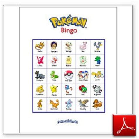 20 Printable Pokemon Bingo Game Cards
