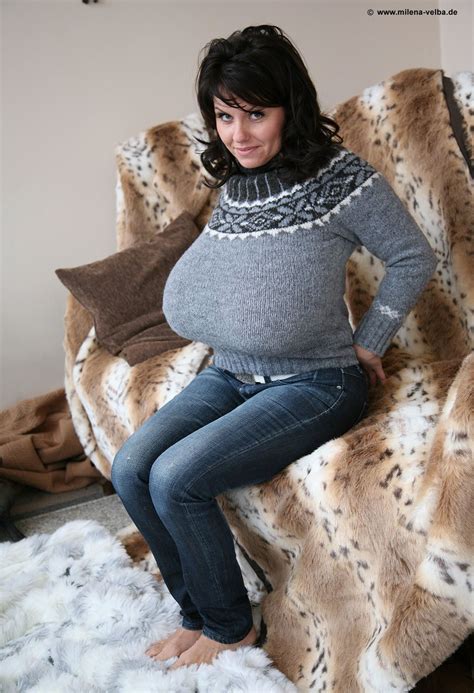 Angora Aqua Sweater Big Bra Voluptuous Women Friends Mom Finery