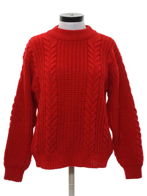 Vintage 80s Sweater 80s Junior Connection Womens Red Chunky Knit
