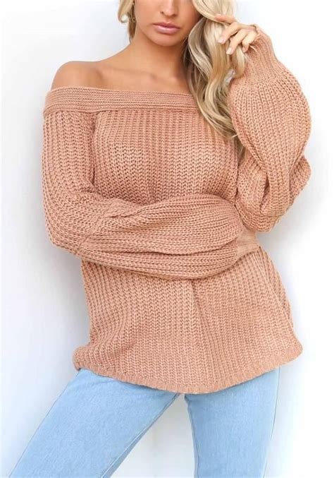 Pink Off Shoulder Knit Bell Sleeve Homecoming Party Fashion Pullovers