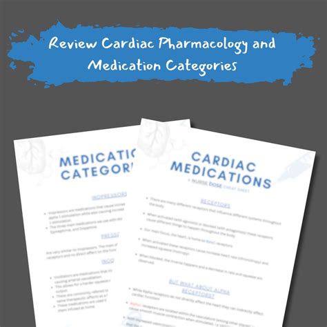 Ccrn Review Cardiac Pharmacology Cheat Sheet Digital Etsy