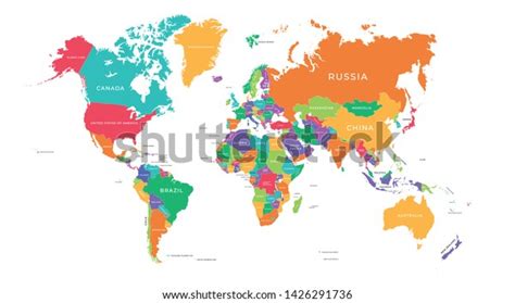 Colorful Hi Detailed Vector World Map Stock Vector Royalty Free