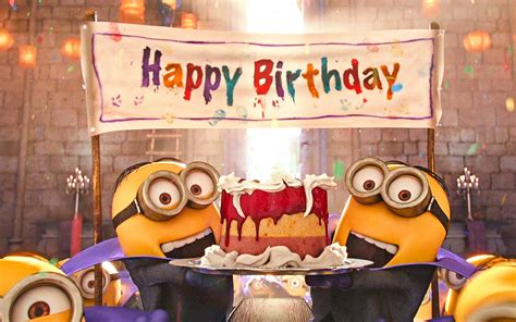 Download Wallpapers 4k Minions Birthday Party