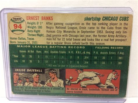 Check spelling or type a new query. 1954 Topps #94 Ernie Banks Rookie BASEBALL CARD